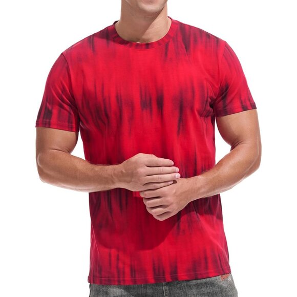 Mens Red Hipster Hip Hop Short Sleeve Print T Shirt Casual Fashion Top - Picture 3 of 4